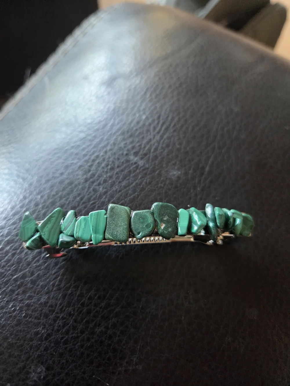 Green Gemstone Barrette Hair Clip